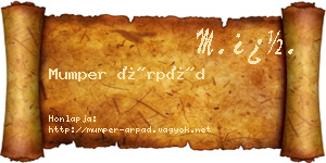 Mumper Árpád névjegykártya